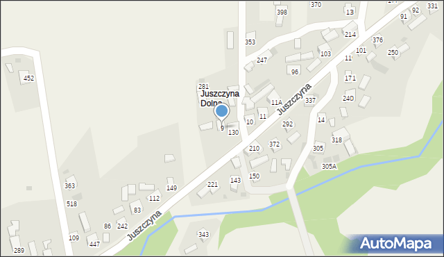 Juszczyna, Juszczyna, 9, mapa Juszczyna