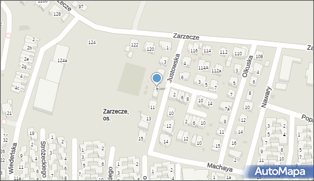 Kraków, Justowska, 7, mapa Krakowa