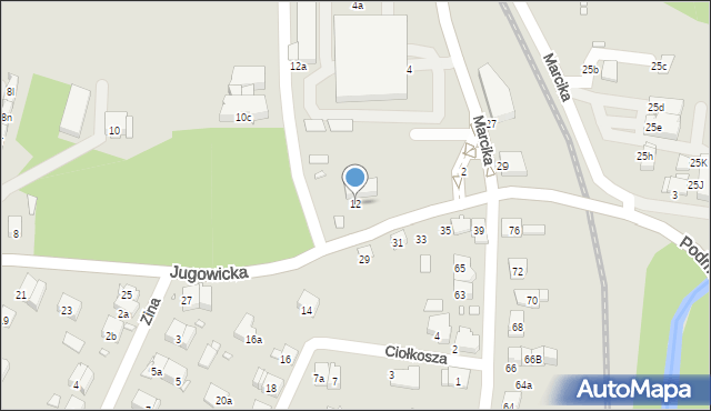 Kraków, Jugowicka, 12, mapa Krakowa