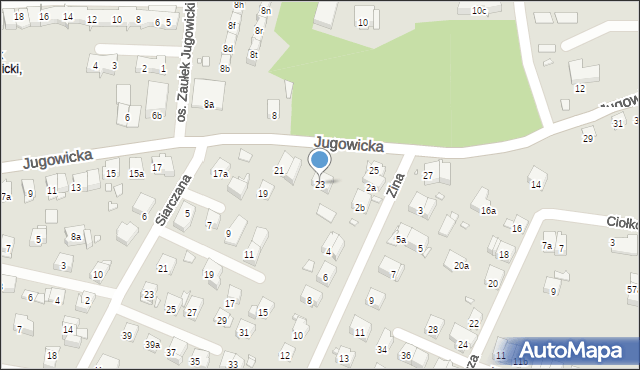 Kraków, Jugowicka, 23, mapa Krakowa