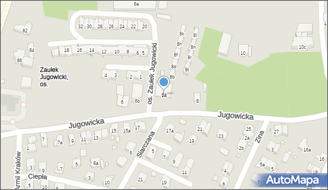 Kraków, Jugowicka, 8a, mapa Krakowa