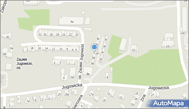 Kraków, Jugowicka, 8e, mapa Krakowa