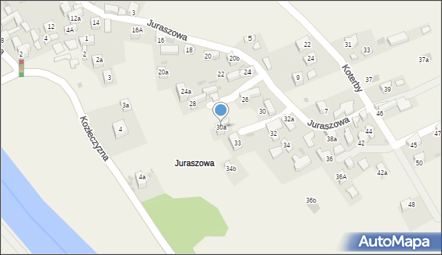 Krościenko nad Dunajcem, Juraszowa, 30a, mapa Krościenko nad Dunajcem