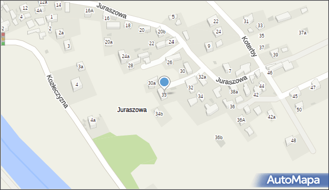 Krościenko nad Dunajcem, Juraszowa, 33, mapa Krościenko nad Dunajcem