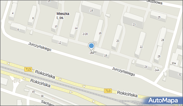 Łódź, Jurczyńskiego Juliusza, 18a, mapa Łodzi