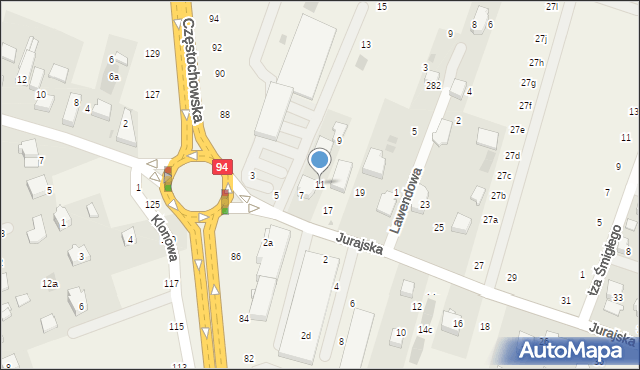 Modlnica, Jurajska, 11, mapa Modlnica