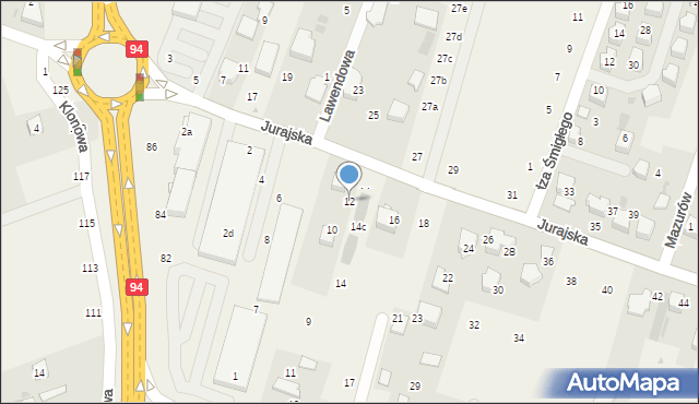 Modlnica, Jurajska, 12, mapa Modlnica