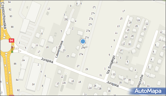 Modlnica, Jurajska, 27b, mapa Modlnica
