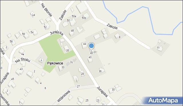 Pękowice, Jurajska, 42, mapa Pękowice