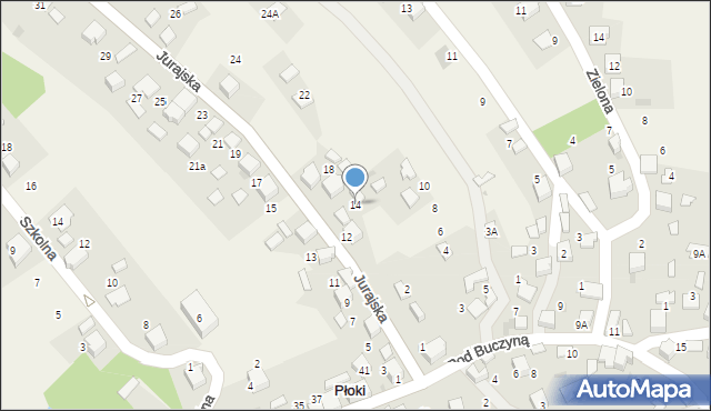 Płoki, Jurajska, 14, mapa Płoki