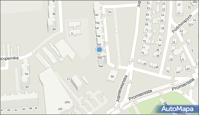 Poznań, Jugosłowiańska, 54b, mapa Poznania