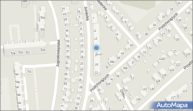 Poznań, Junacka, 17, mapa Poznania