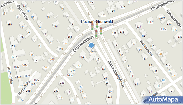 Poznań, Jugosłowiańska, 10, mapa Poznania