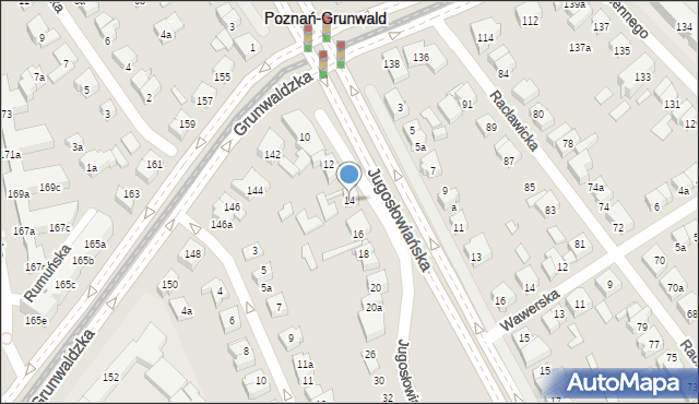 Poznań, Jugosłowiańska, 14, mapa Poznania