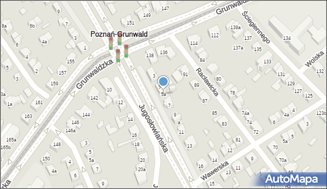 Poznań, Jugosłowiańska, 5a, mapa Poznania