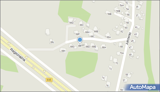 Rybnik, Jutrzenki, 68I, mapa Rybnika