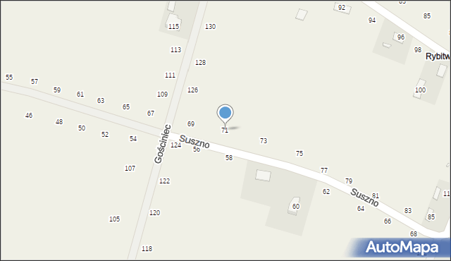 Suszno, Jutrzenki, 71, mapa Suszno