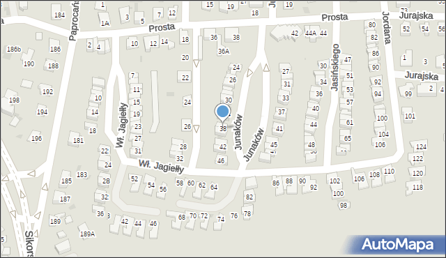 Tychy, Junaków, 38, mapa Tychów