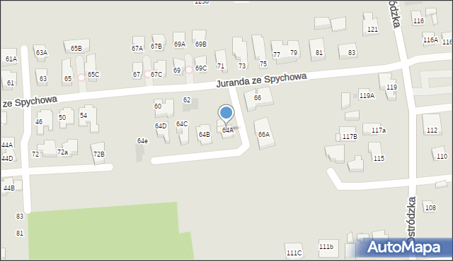 Warszawa, Juranda ze Spychowa, 64A, mapa Warszawy