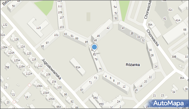 Wrocław, Jugosłowiańska, 81, mapa Wrocławia