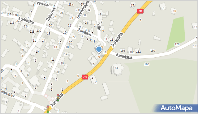 Zawiercie, Jurajska, 9, mapa Zawiercie