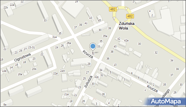 Zduńska Wola, Juliusza, 31, mapa Zduńska Wola