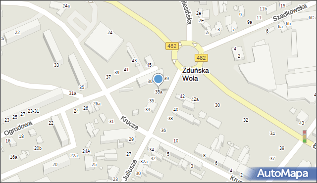 Zduńska Wola, Juliusza, 35a, mapa Zduńska Wola