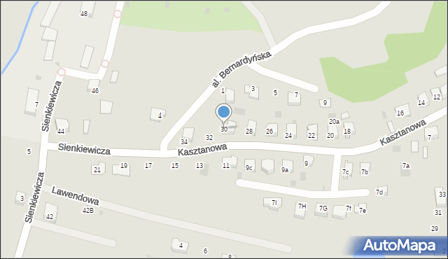 Alwernia, Kasztanowa, 30, mapa Alwernia