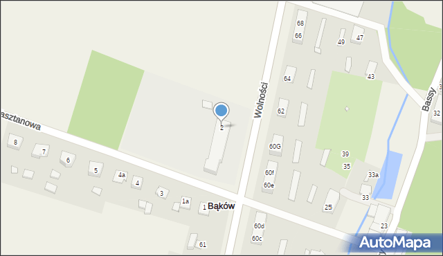 Bąków, Kasztanowa, 2, mapa Bąków