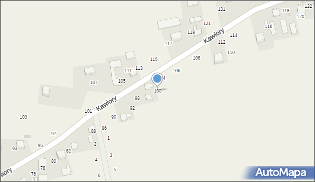 Będkowice, Kawiory, 100, mapa Będkowice