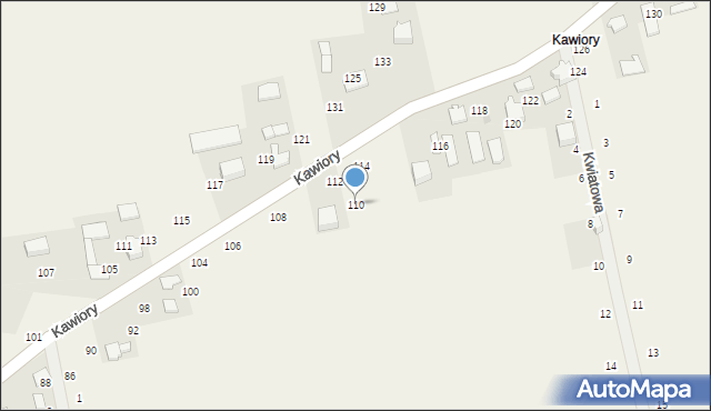 Będkowice, Kawiory, 110, mapa Będkowice