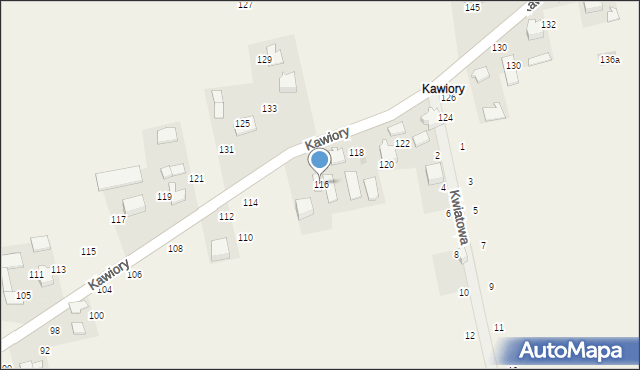 Będkowice, Kawiory, 116, mapa Będkowice