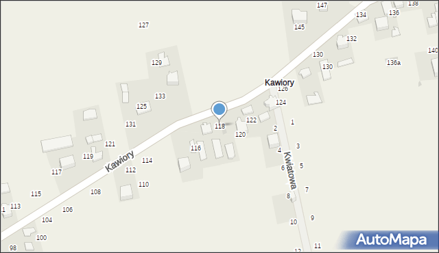 Będkowice, Kawiory, 118, mapa Będkowice