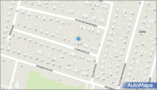 Biała Podlaska, Karłowicza Mieczysława, 9, mapa Białej Podlaskiej