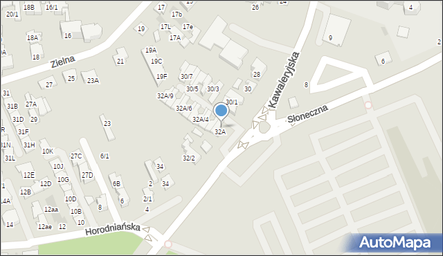 Białystok, Kawaleryjska, 32A/1, mapa Białegostoku
