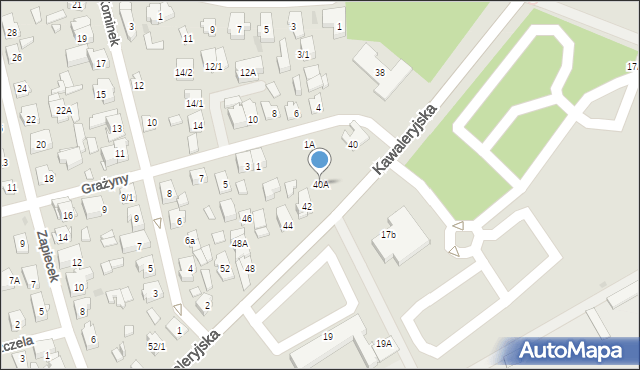 Białystok, Kawaleryjska, 40A, mapa Białegostoku