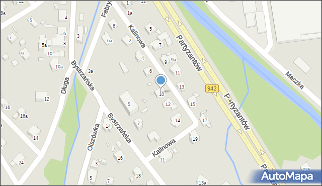 Bielsko-Biała, Kalinowa, 10, mapa Bielsko-Białej