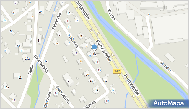 Bielsko-Biała, Kalinowa, 9a, mapa Bielsko-Białej