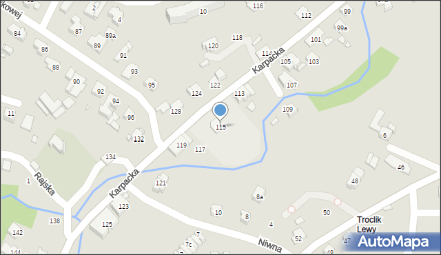 Bielsko-Biała, Karpacka, 115, mapa Bielsko-Białej