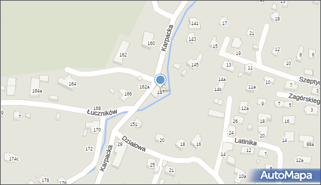 Bielsko-Biała, Karpacka, 147, mapa Bielsko-Białej