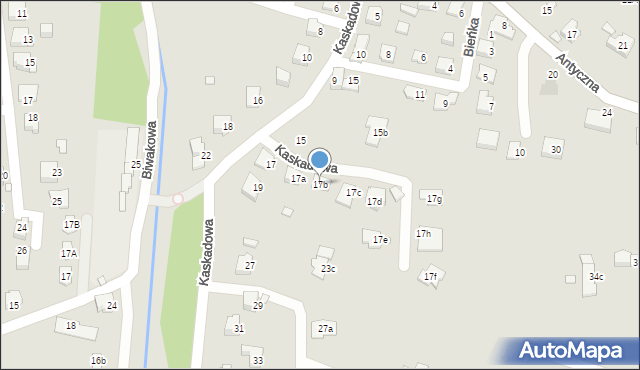 Bielsko-Biała, Kaskadowa, 17b, mapa Bielsko-Białej