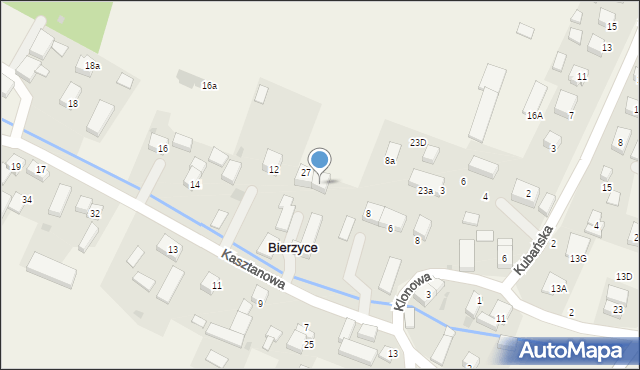 Bierzyce, Kasztanowa, 10, mapa Bierzyce