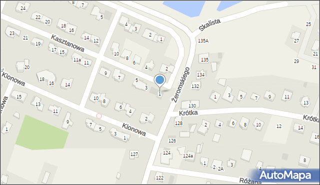 Bilcza, Kasztanowa, 1, mapa Bilcza