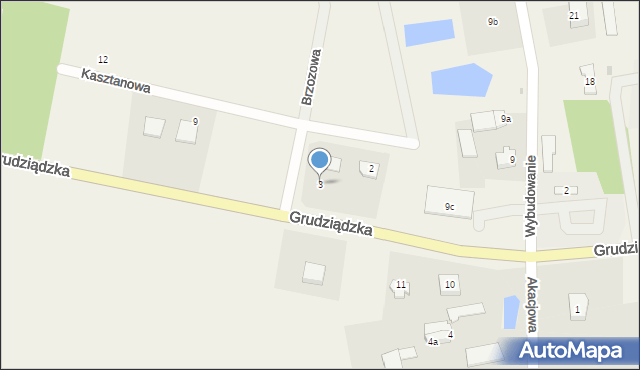 Biskupiec, Kasztanowa, 3, mapa Biskupiec