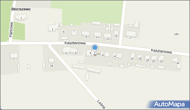 Błociszewo, Kasztanowa, 8a, mapa Błociszewo