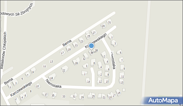 Błonie, Karczewskiego, 36, mapa Błonie