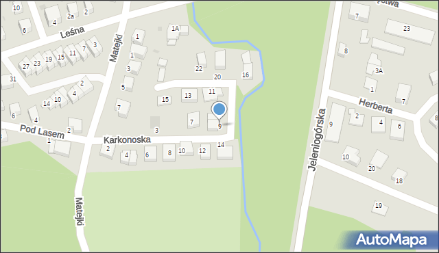 Bolesławiec, Karkonoska, 9, mapa Bolesławca