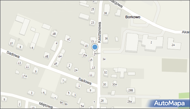 Borkowo, Kasztanowa, 17, mapa Borkowo