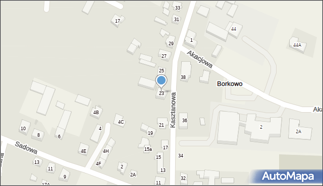 Borkowo, Kasztanowa, 23, mapa Borkowo