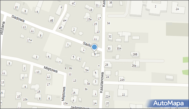 Borkowo, Kasztanowa, 9, mapa Borkowo